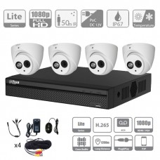 DAHUA Kit 4 caméras dôme Full HD - 2 Mégapixels vidéo surveillance IR 50m 